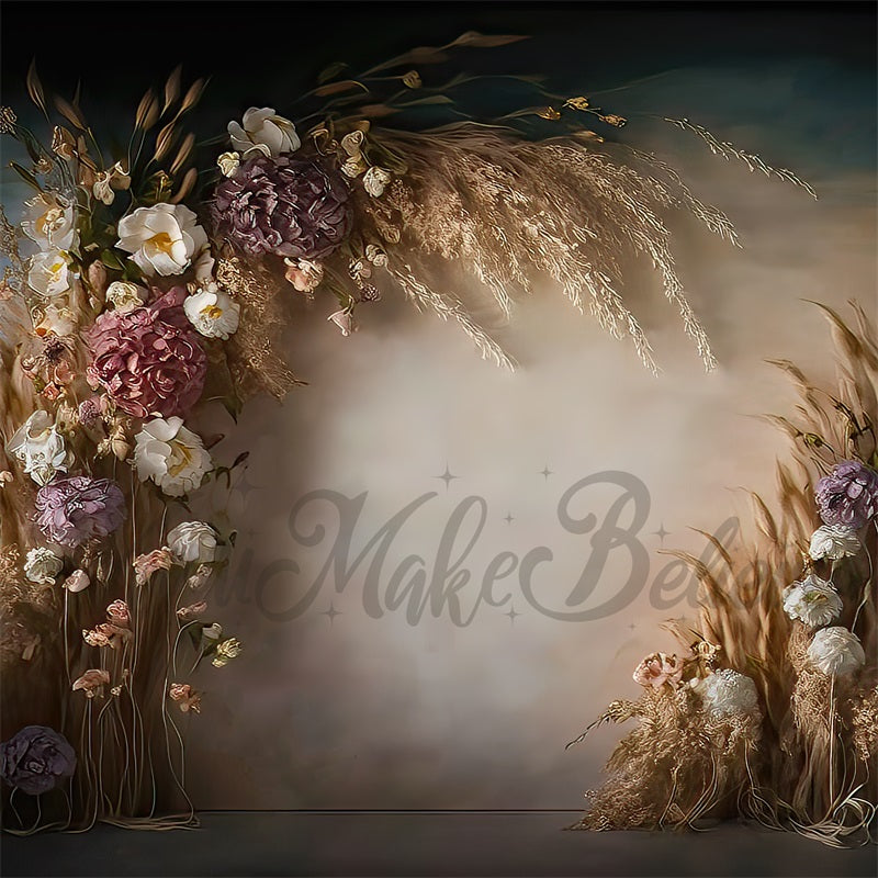 Kate Boho Dried Floral Backdrop Painterly Fine Art Designed by Mini MakeBelieve