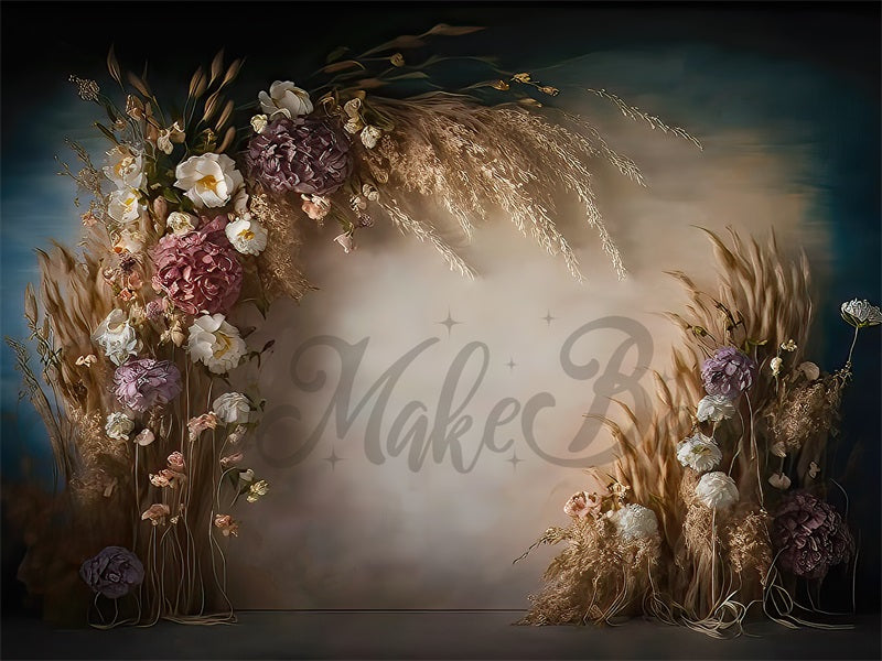 Kate Boho Dried Floral Backdrop Painterly Fine Art Designed by Mini MakeBelieve