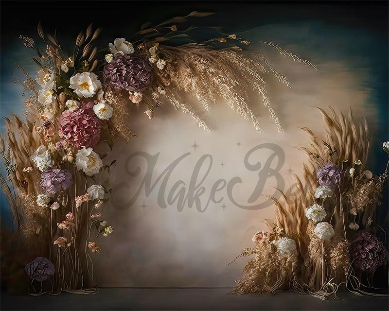 Kate Boho Dried Floral Backdrop Painterly Fine Art Designed by Mini MakeBelieve