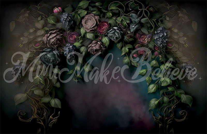 Kate Gothic Ivy Vines Painterly Fine Art Floral Backdrop Designed by Mini MakeBelieve