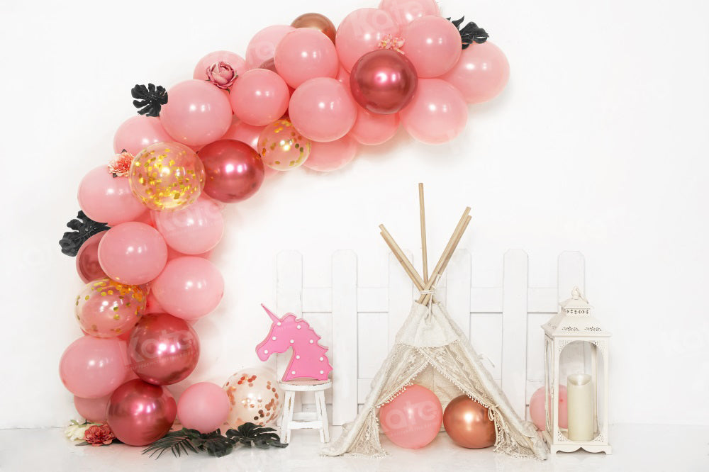 Kate Pink Balloon Backdrop Cake Smash Tent for Photography