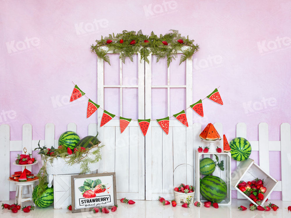 Kate Watermelon Strawberry Backdrop Summer Fruit Barn Door Designed by Emetselch