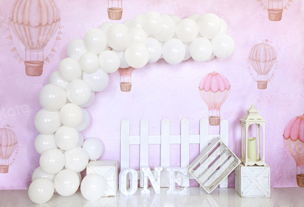 Kate White Balloon Cake Smash Backdrop for Photography