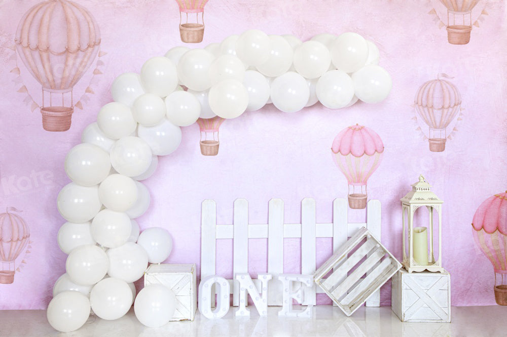 Kate White Balloon Cake Smash Backdrop for Photography