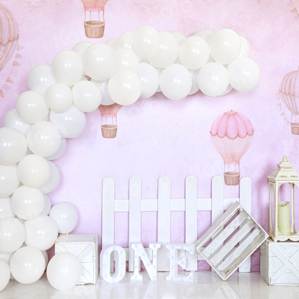 Kate White Balloon Cake Smash Backdrop for Photography