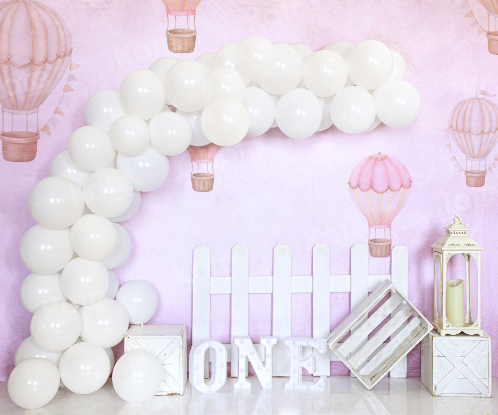 Kate White Balloon Cake Smash Backdrop for Photography