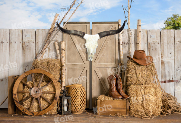 Kate Farm Cowboy Backdrop Haystack Door Wild Designed by Emetselch