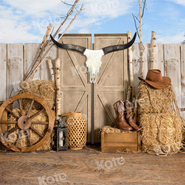 Kate Farm Cowboy Backdrop Haystack Door Wild Designed by Emetselch