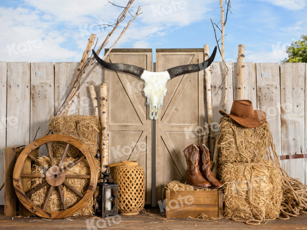 Kate Farm Cowboy Backdrop Haystack Door Wild Designed by Emetselch