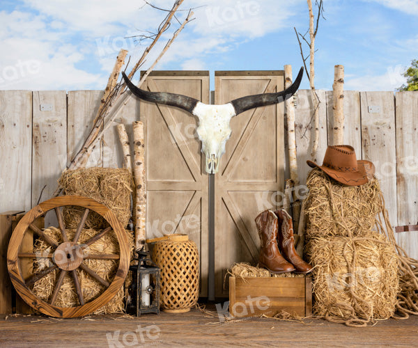 Kate Farm Cowboy Backdrop Haystack Door Wild Designed by Emetselch