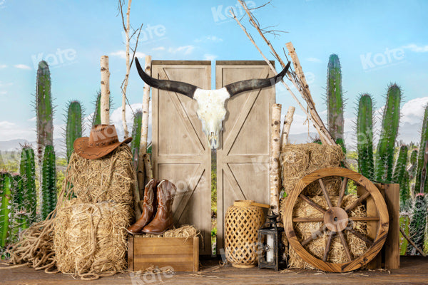 Lightning Deals-1 Kate Cactus Farm Cowboy Backdrop Haystack Door Designed by Emetselch