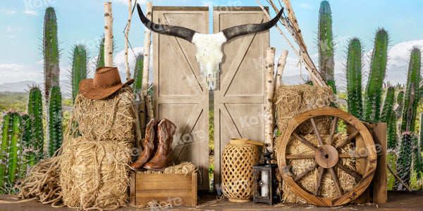 Lightning Deals-1 Kate Cactus Farm Cowboy Backdrop Haystack Door Designed by Emetselch