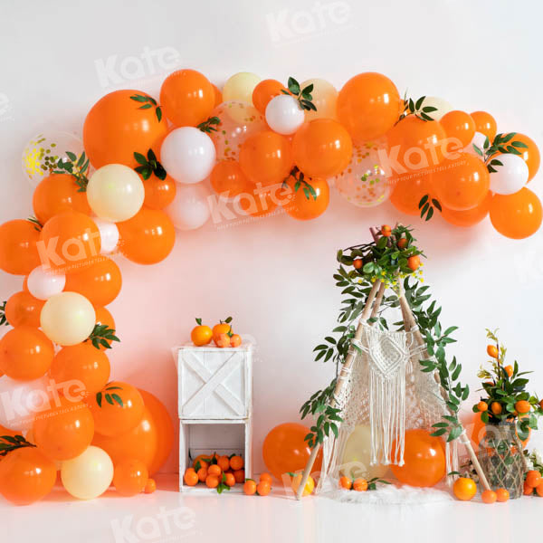 Kate Orange Balloon Tent Backdrop Cake Smash Designed by Emetselch