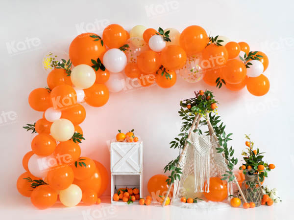 Kate Orange Balloon Tent Backdrop Cake Smash Designed by Emetselch