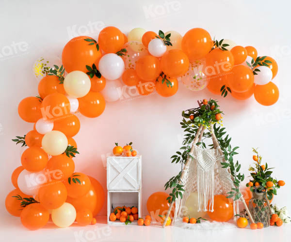 Kate Orange Balloon Tent Backdrop Cake Smash Designed by Emetselch