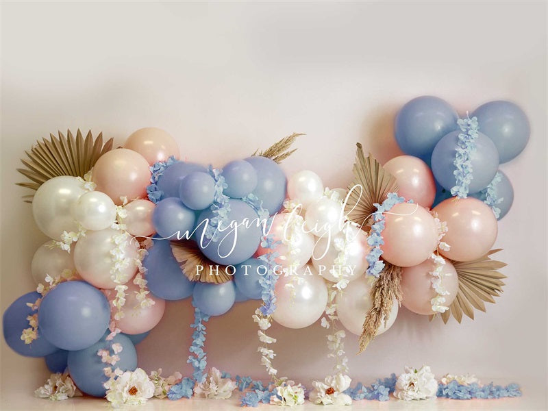 Kate Blue Floral Garland Backdrop Designed by Megan Leigh Photography