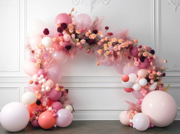 Kate Baby Spring Flowers Backdrop Balloon Arch Interior Birthday Designed by Mini MakeBelieve