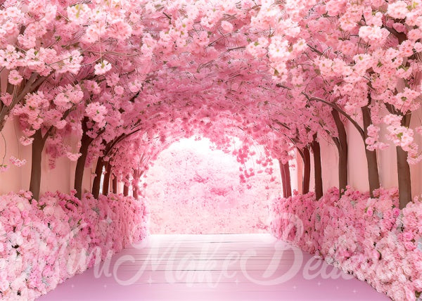 Kate Painterly Fine Art Cherry Blossom Backdrop Tunnel Cake Smash Birthday Designed by Mini MakeBelieve