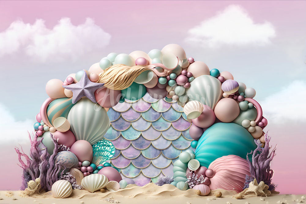 Kate Mermaid Balloons Arch Backdrop Designed by Ashley Paul