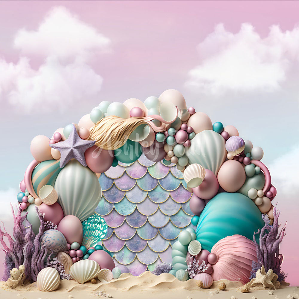 Kate Mermaid Balloons Arch Backdrop Designed by Ashley Paul