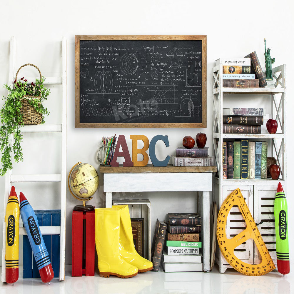 Kate Back to School Backdrop Blackboard Apple for Photography