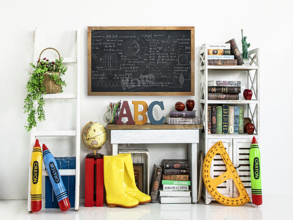 Kate Back to School Backdrop Blackboard Apple for Photography