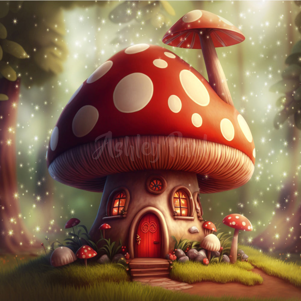 Lightning Deals-1 Kate Mushroom House Backdrop Designed by Ashley Paul