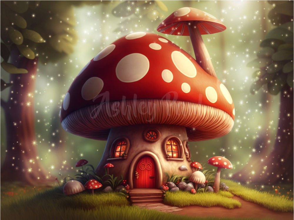 Lightning Deals-1 Kate Mushroom House Backdrop Designed by Ashley Paul