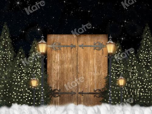 Kate Xmas Night Backdrop Door Lights Christmas Tree Designed By JS Photography - Kate Backdrop AU