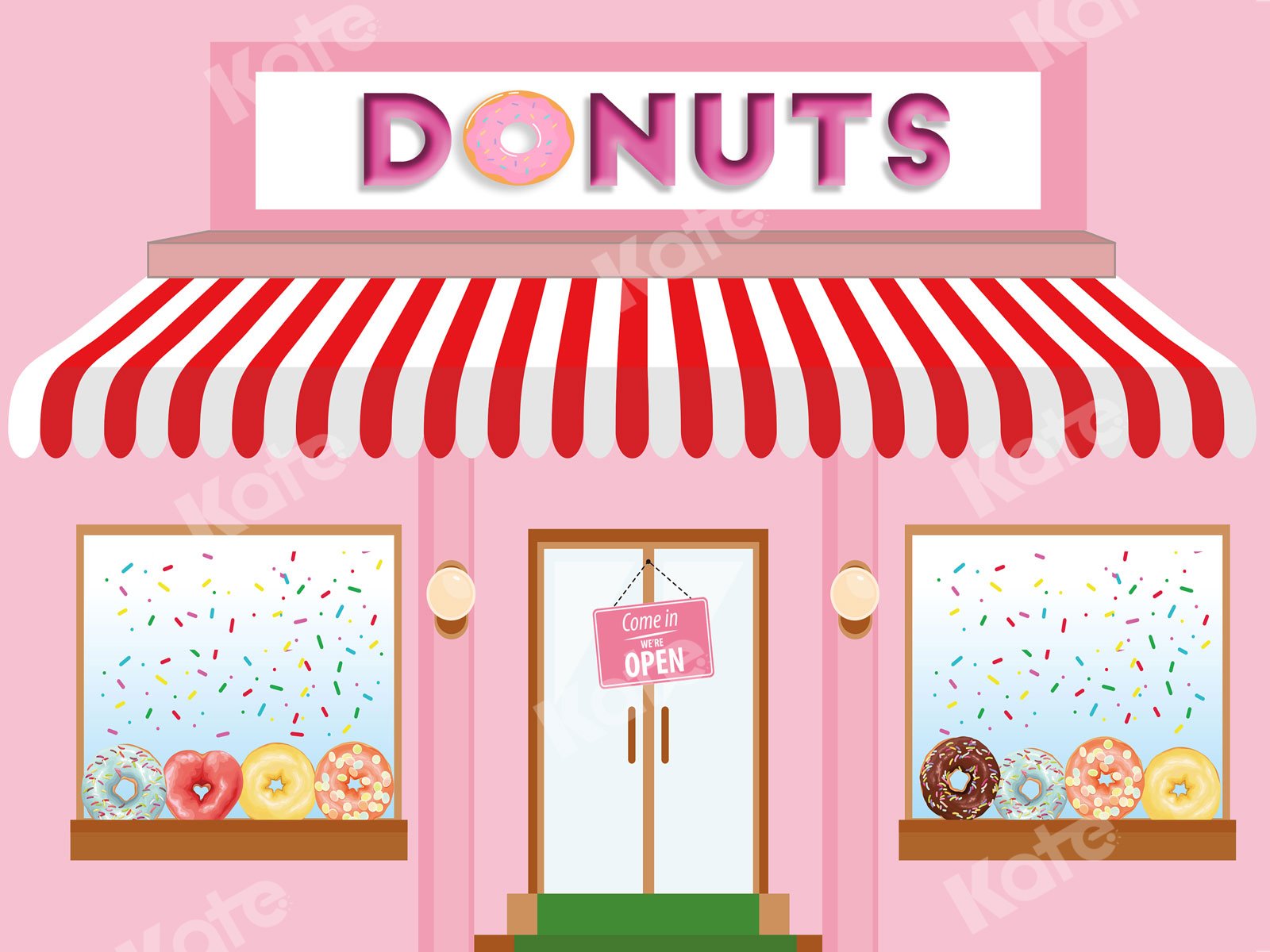 Kate Pink Donuts Shop Backdrop for Photography - Kate Backdrop AU