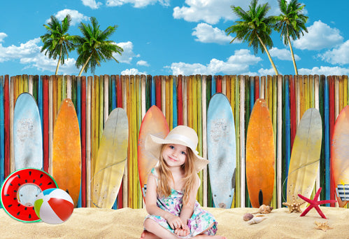 Kate Summer Beach Surfboard Backdrop for Photography - Kate Backdrop AU