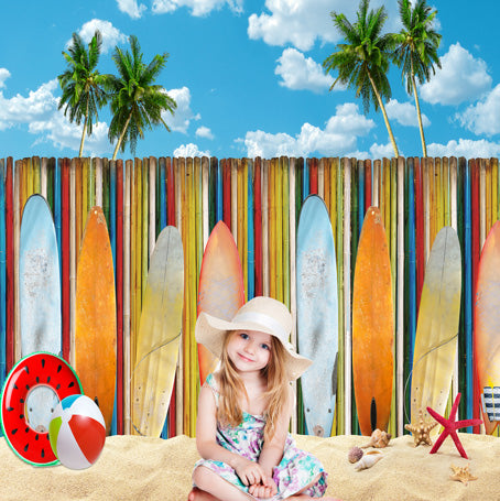 Kate Summer Beach Surfboard Backdrop for Photography - Kate Backdrop AU