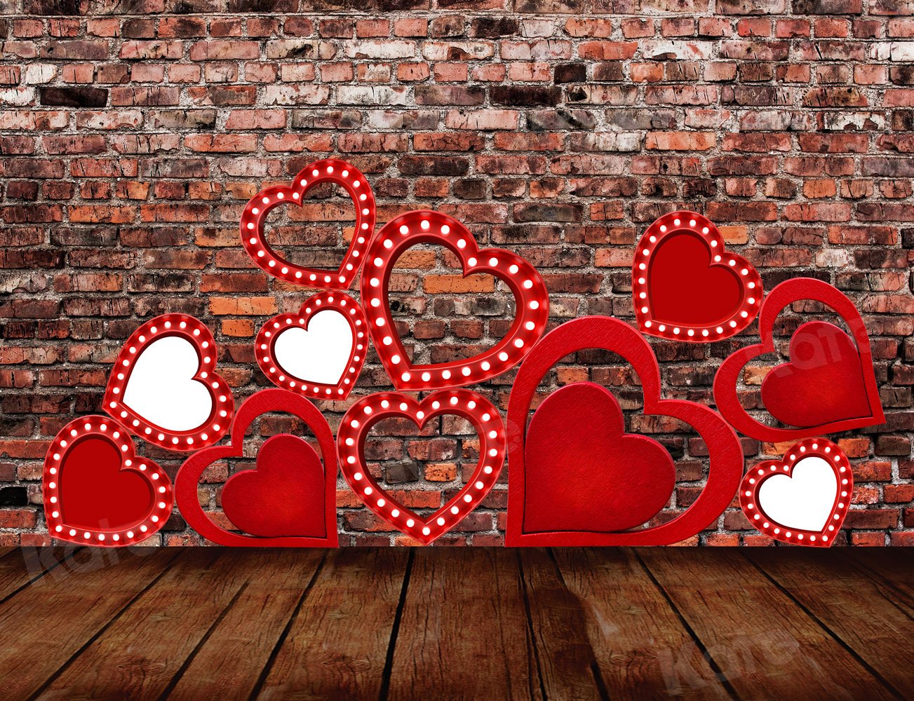 Kate Valentine's Day Love Wall Wood Floor Backdrop for Photography - Kate Backdrop AU