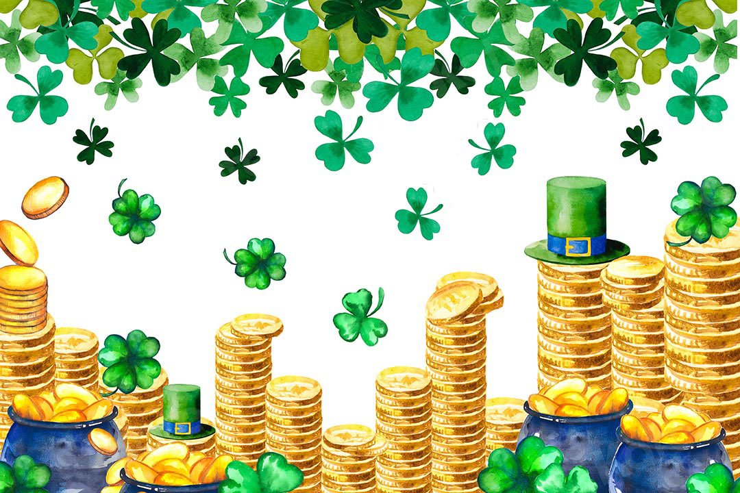 Kate St. Patrick's Day Shamrocks Gold Coin Backdrop Designed by Chain Photography - Kate Backdrop AU