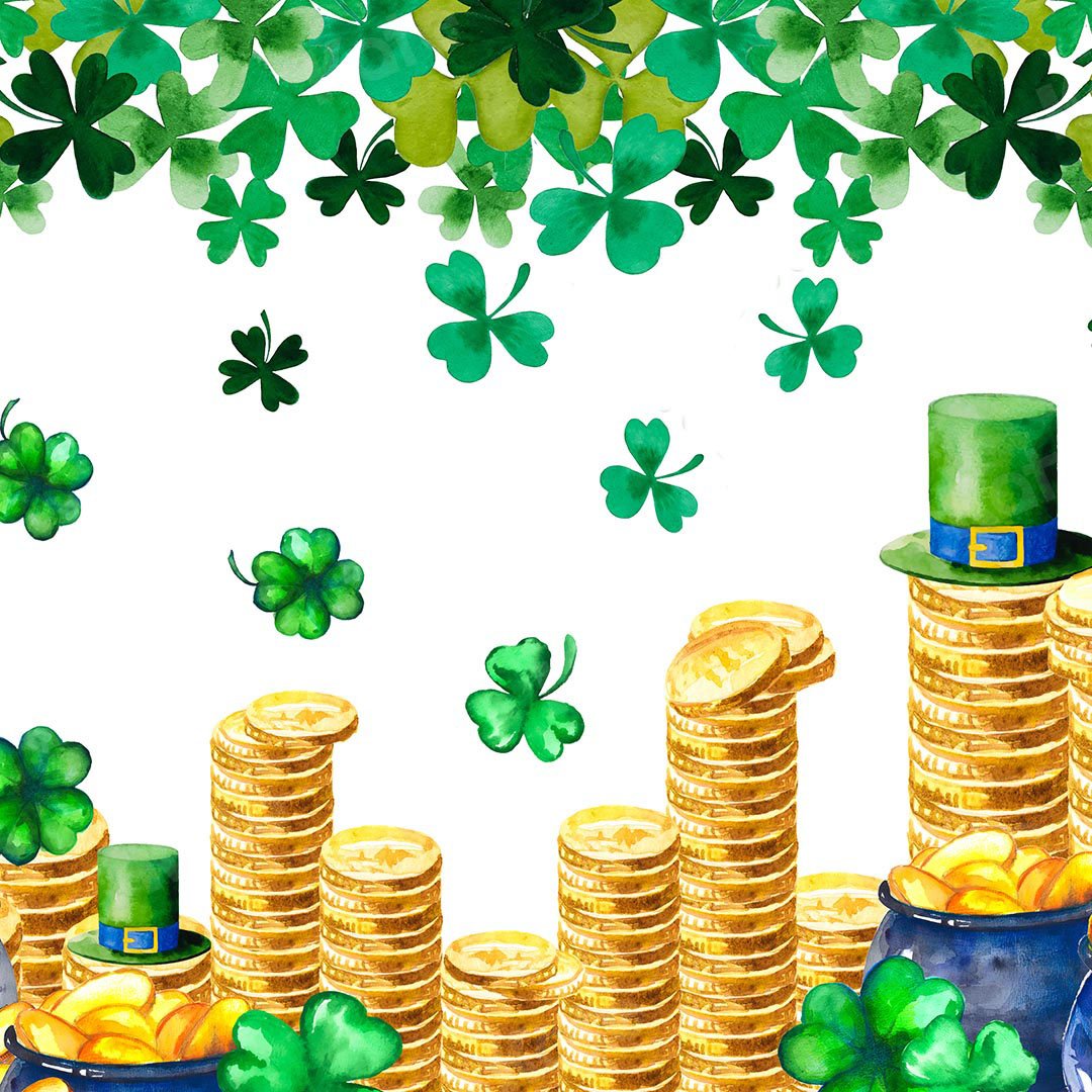 Kate St. Patrick's Day Shamrocks Gold Coin Backdrop Designed by Chain Photography - Kate Backdrop AU