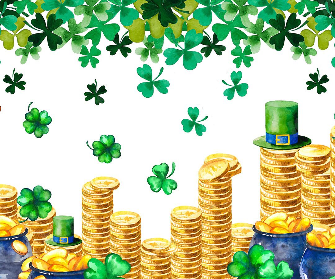 Kate St. Patrick's Day Shamrocks Gold Coin Backdrop Designed by Chain Photography - Kate Backdrop AU