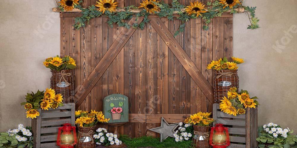 Kate Spring Flower Backdrop Barn Door Designed by Emetselch - Kate Backdrop AU