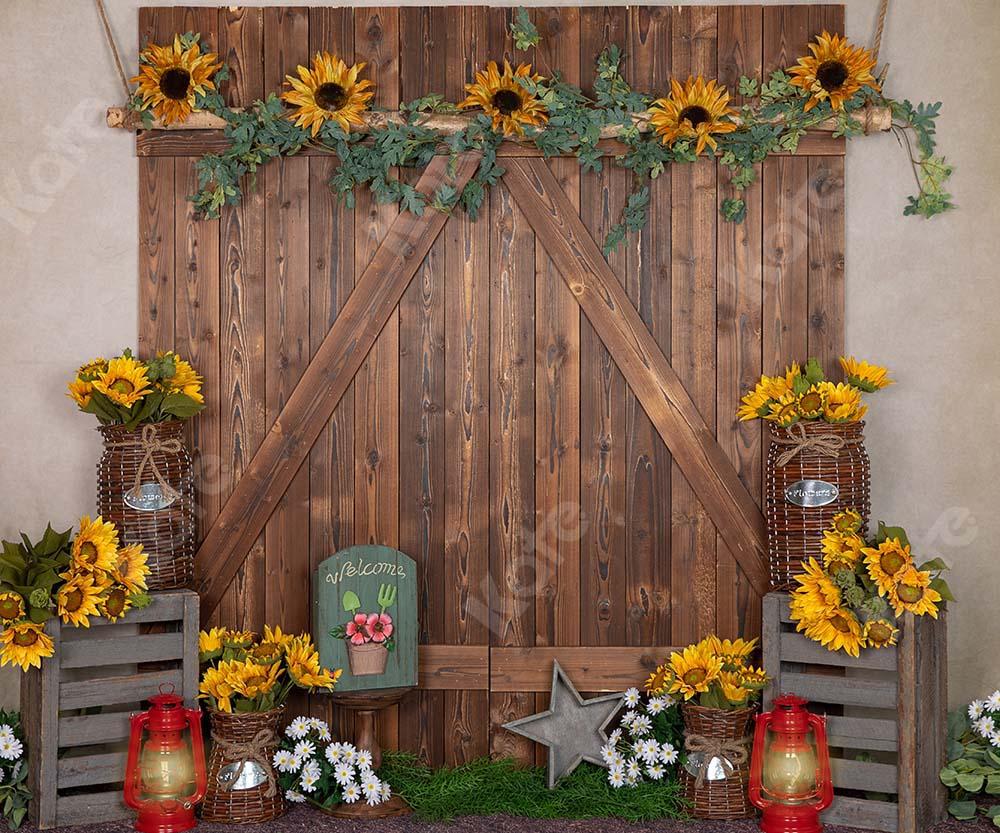 Kate Spring Flower Backdrop Barn Door Designed by Emetselch - Kate Backdrop AU