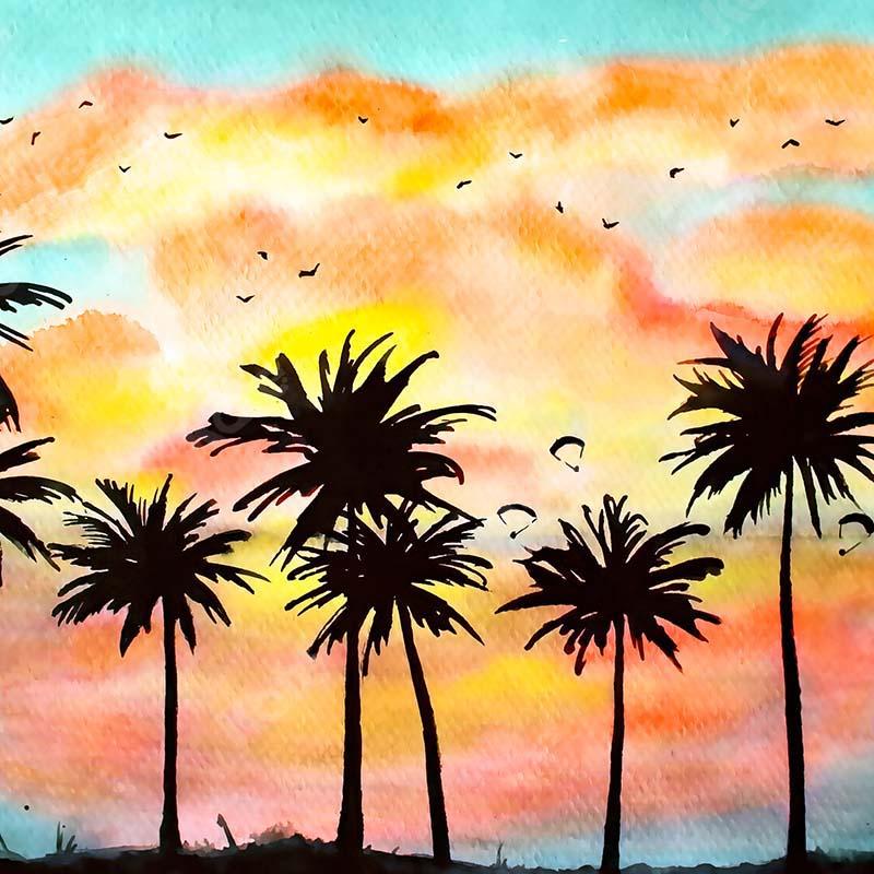 Kate Summer Coconut Tree Dusk Backdrop Designed by GQ - Kate Backdrop AU