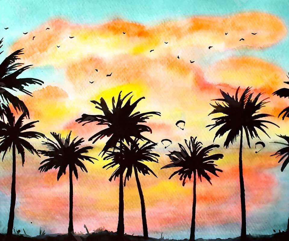 Kate Summer Coconut Tree Dusk Backdrop Designed by GQ - Kate Backdrop AU