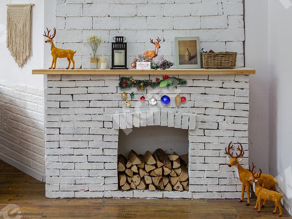 Kate Christmas Backdrop Whiter Fireplace Designed by Jia Chan Photography - Kate Backdrop AU