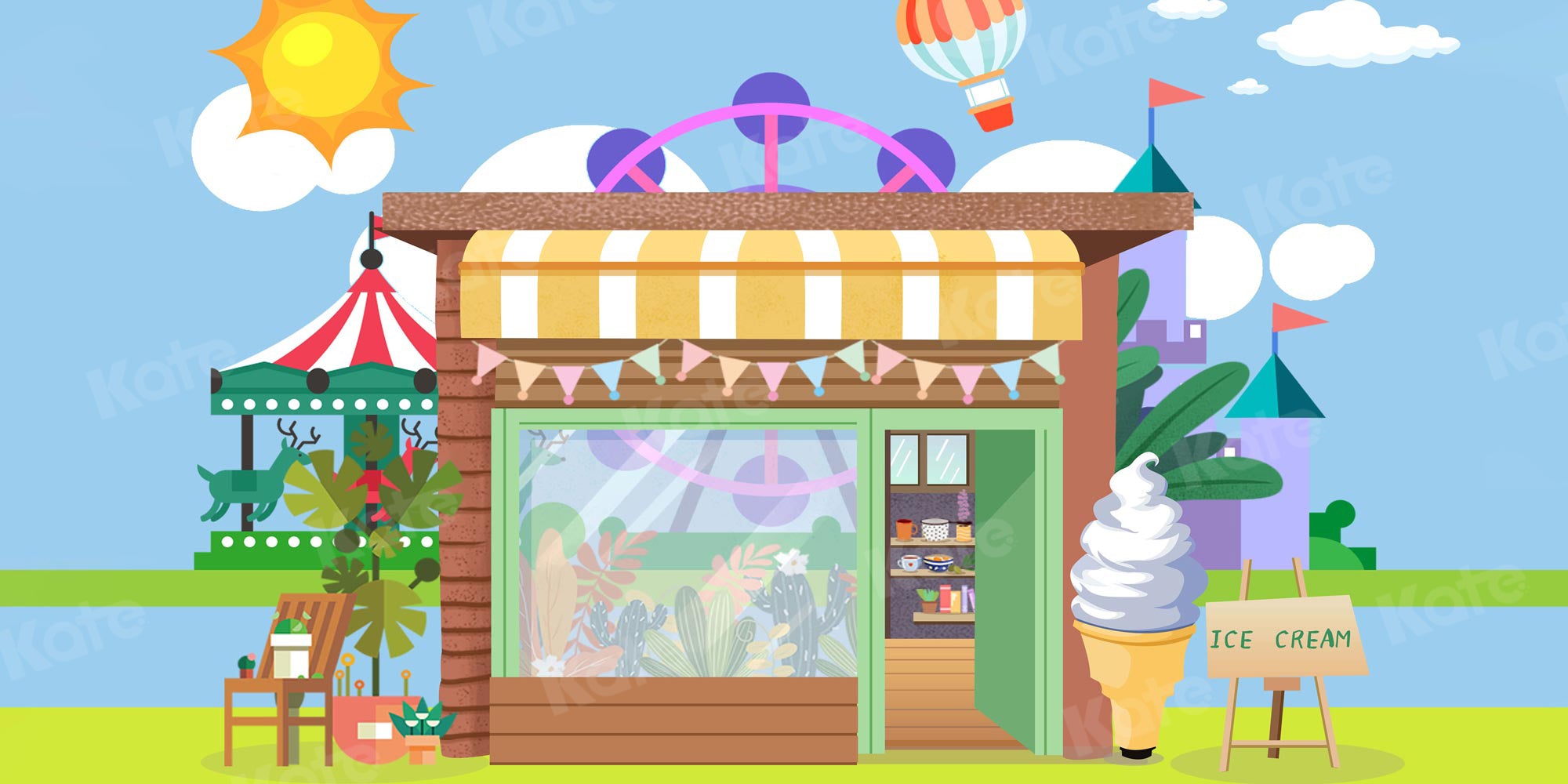 Kate Summer Backdrop Icecream Store Designed by Chain Photography - Kate Backdrop AU