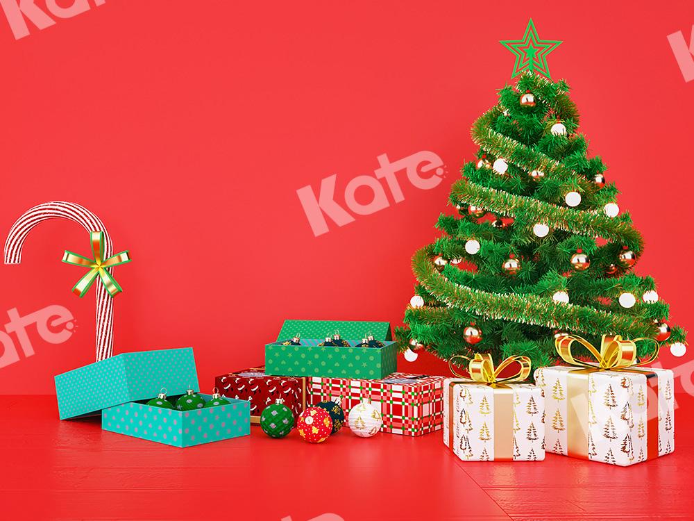 Kate Red Xmas Backdrop Gifts Christmas Tree Designed by Emetselch - Kate Backdrop AU