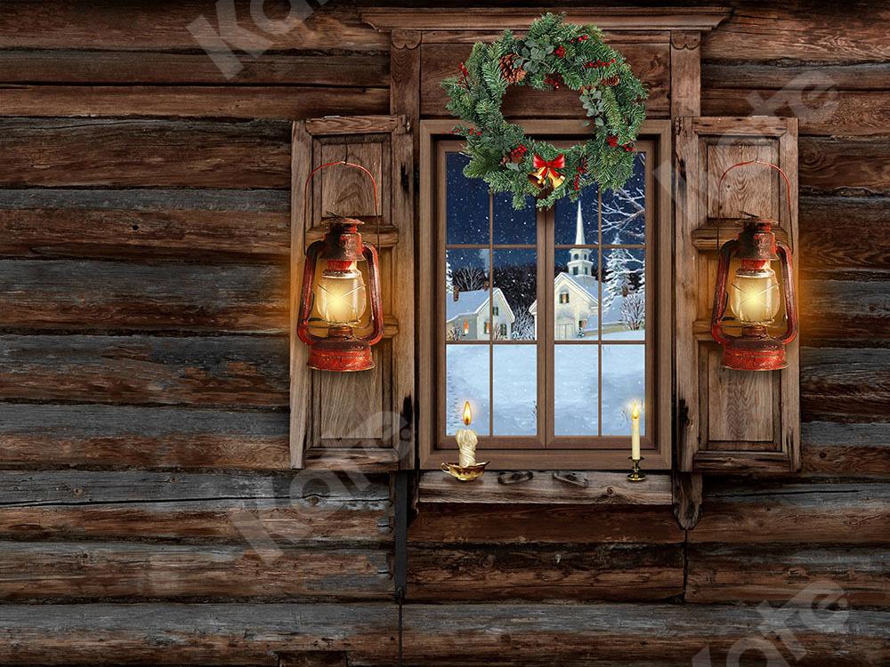 DISCOUNT Kate Christmas Backdrop Wooden Window with Lights for ...