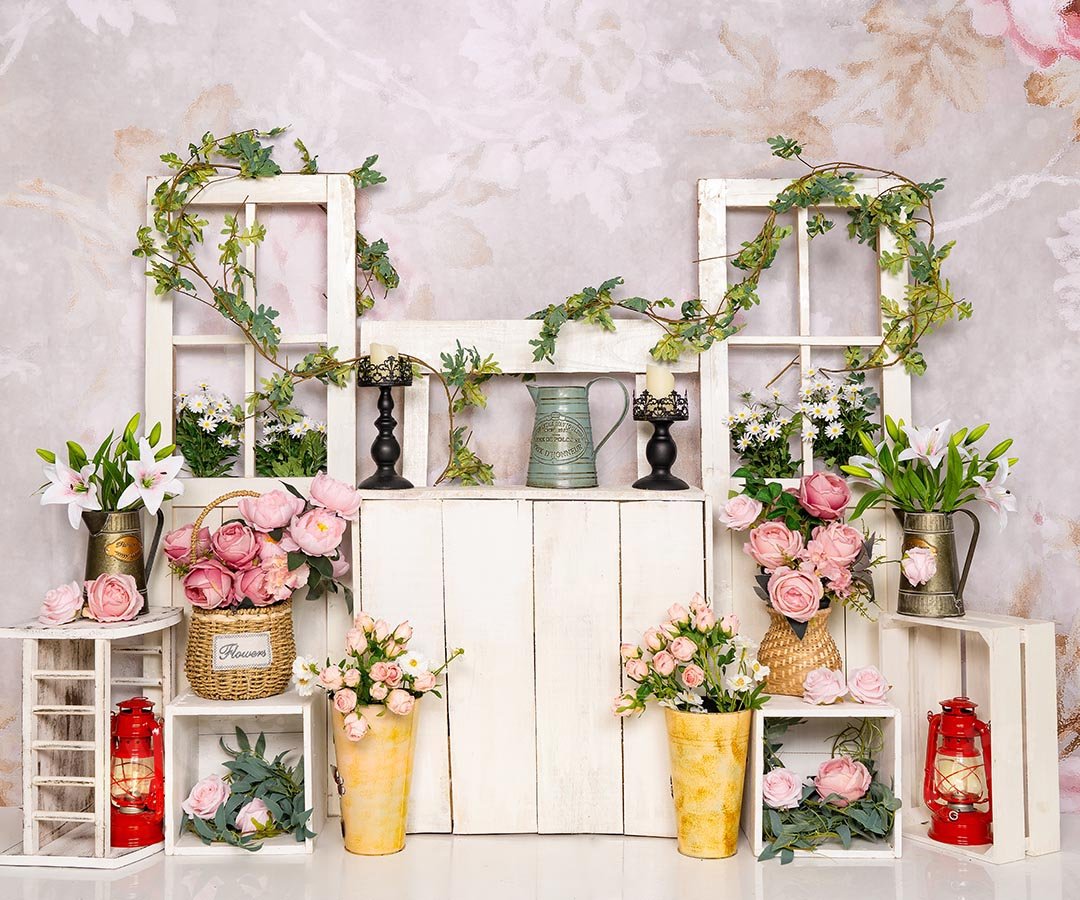 Kate Spring Flowers Pink Florals Backdrop Designed by Emetselch - Kate Backdrop AU