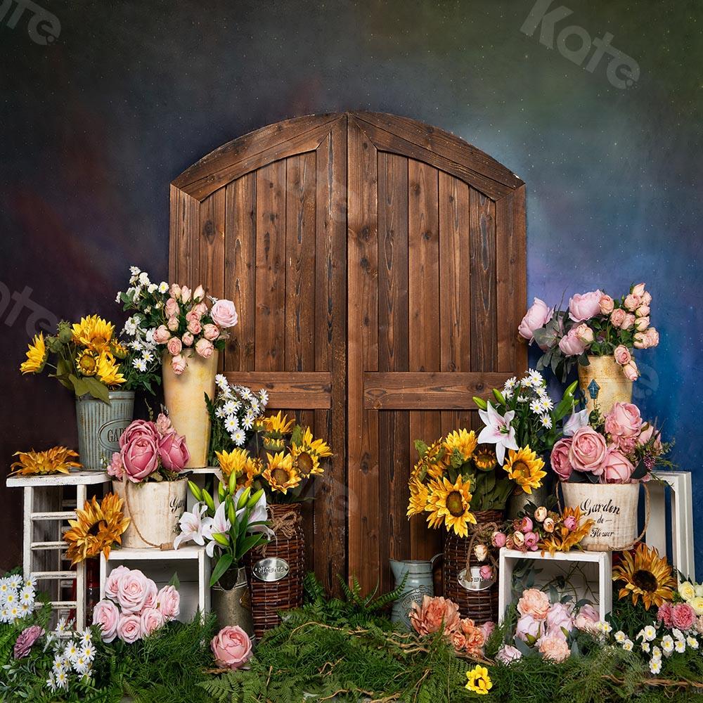 Kate Spring/mother's Day Flowers Shop Door Blue Backdrop Designed by Emetselch - Kate Backdrop AU