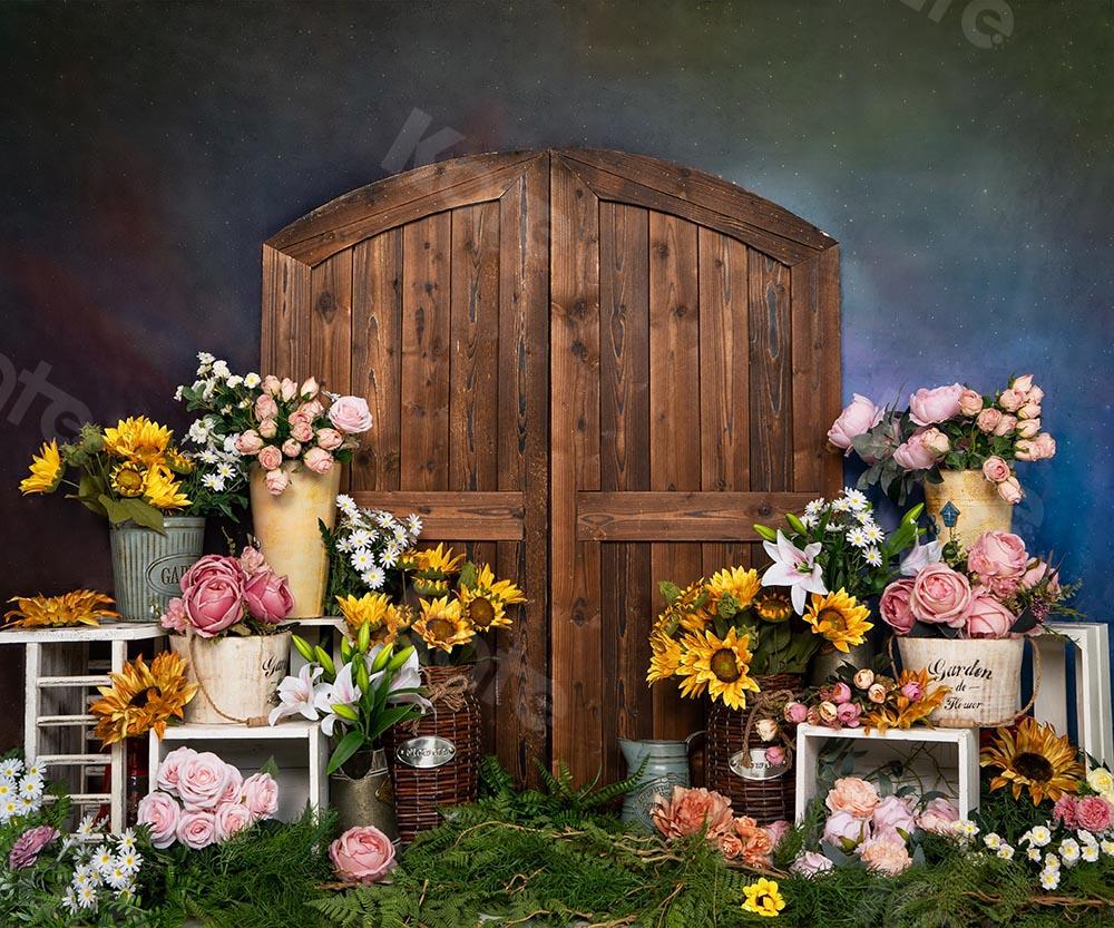 Kate Spring/mother's Day Flowers Shop Door Blue Backdrop Designed by Emetselch - Kate Backdrop AU