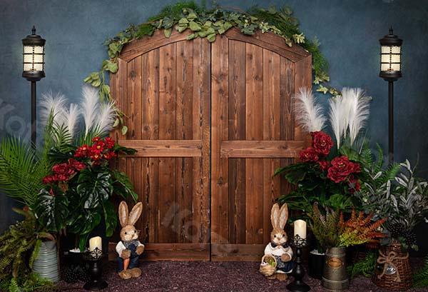 Kate Spring/easter Wooden Door Blue Backdrop Designed by Emetselch - Kate Backdrop AU