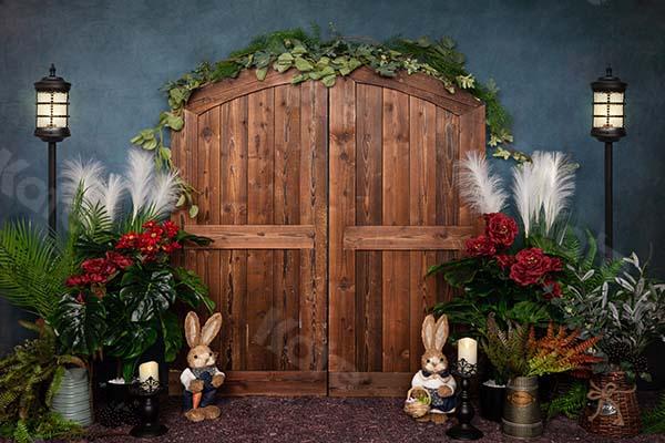 Kate Spring/easter Wooden Door Blue Backdrop Designed by Emetselch - Kate Backdrop AU