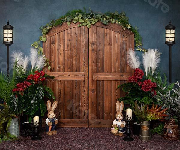 Kate Spring/easter Wooden Door Blue Backdrop Designed by Emetselch - Kate Backdrop AU